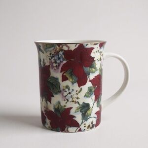 Grass Teaware Decorative Poinsettia Coffee Mug, 12 oz, Floral Pattern, White